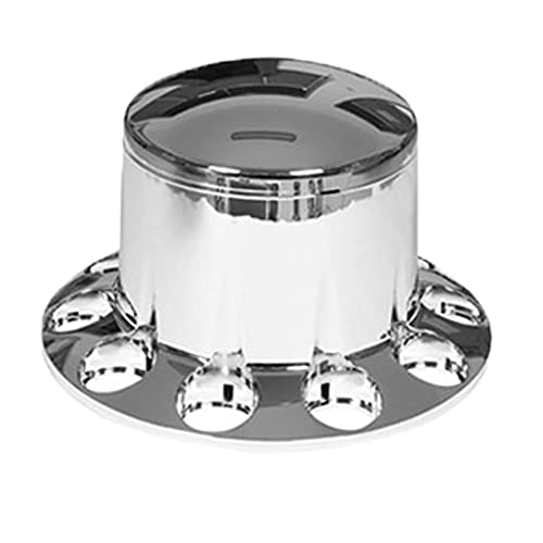 Munirater 6Pcs Semi Truck Hub Cover Wheel Axle Cover Center Caps Front And Rear Screw-On W/33Mm Lug Nut Covers Chrome #TOP1