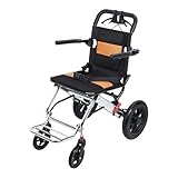 Lightweight Travel Wheelchair, Foldable Transit Chair for Adults Elderly, Portable Aluminium Mobility Aid with Brakes, Compact Attendant Propelled, Shock Absorbing, 80kg Capacity