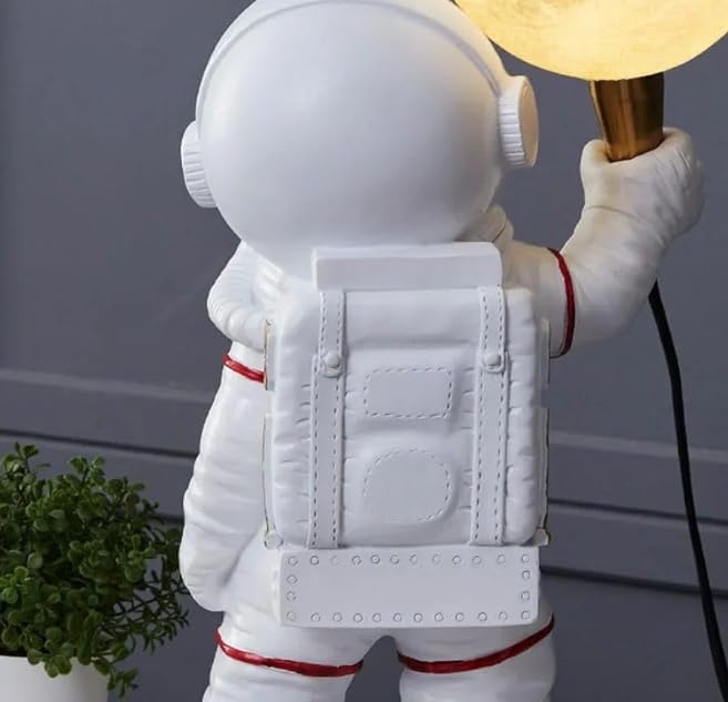 Image of Lunar Astronaut Resin Bedside Table Lamp for Kids' Room Desk Lamp- Warm White (Bulb Included)|Rise Pose