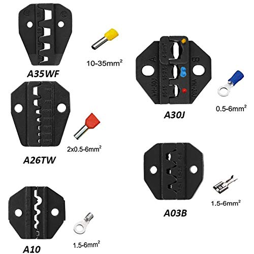 Voilamart Crimping Tool 0.5-35mm Crimping Pliers Set Heavy Duty Cable Ratcheting Tool Hand Stripper Kit for Terminals Connectors with 5 Dies + Carry Case + Screwdriver - Image 3