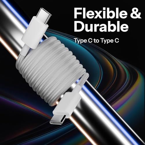 Image of Original USB-C to C Nylon Braided Cable Compatible with iPhone 16 /16 Plus /16 Pro /16 Pro Max,15 /15 Plus /15 Pro /15 Pro Max,Samsung Galaxy S24 /S23 /S22 /S21 FE