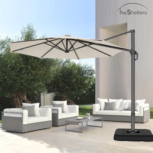 Image of THESHELTERS - Premium Garden Umbrella 360 Degree Rotating Stylish and Durable Outdoor Garden Umbrella with Heavy-duty Water Base (95Kgs)- Patio and Lawn Umbrella, 2.5x2.5m Big Size Outdoor Umbrella with Stand
