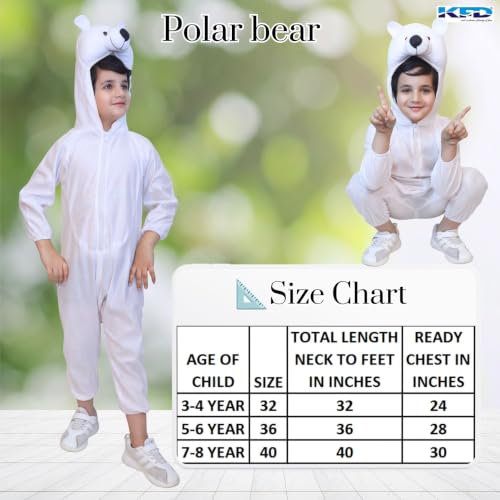 Image of Kaku Fancy Dresses Polar Bear Animal Fancy Dress Costume for Kids | White Costume with Hood | School Function, Fancy Dress Competition & Theme Wear | 7 To 8 Years