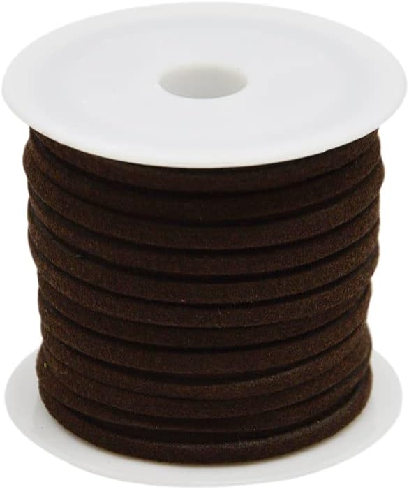 Perlin Faux Suede Leather Cord for Jewelry Making Flat Leather String Roll 5 Meters Long Microfibre Flat Tip Crafts Cordage for Bracelet Necklace Bead Cord DIY Shoe Accessories (Dark Brown, 5 mm)