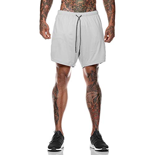 Ereach Mens Short Shorts Athletic Casual Clothing Pants Under Armour Moisture Wicking Light Grey,X-Large #TOP1