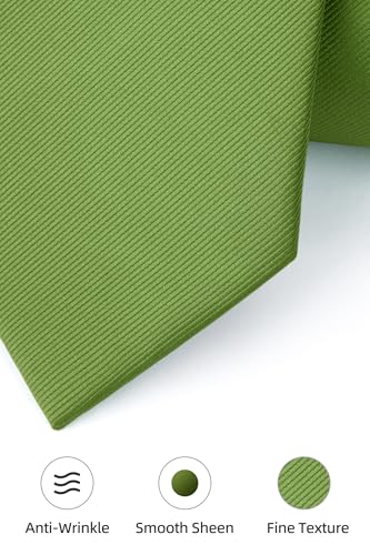 Image of HISDERN Mens Ties Solid Color Ties for Men Formal Necktie with Pocket Square Set Satin Silk Neck Tie Handkerchiefs Set