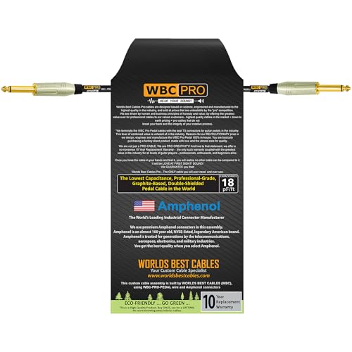 Câble de patch WBC-PRO-10 pour pédale d'effet guitare avec fiches TS Amphenol droites