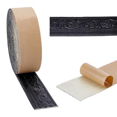 nbeads 10 m de revestimiento de espuma autoadhesiva, 7,8 cm de ancho, cenefa decorativa 3D de espuma para pared y zócalos, adecuado para decoración de hotel y hogar, color negro