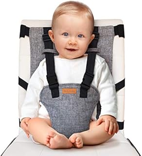 liuliuby Travel Harness Seat - Fabric Portable Baby Seat with Safety Harness - Baby Travel High Chair Seat Sack - Baby Portable High Chair for Travel - Parent Pouch Must Haves Baby Travel Essential