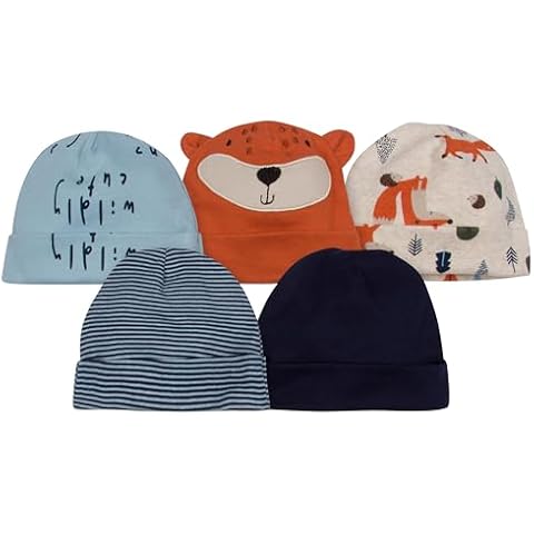Gerber Baby Boy's 5-Pack Caps, Blue Fox Cover