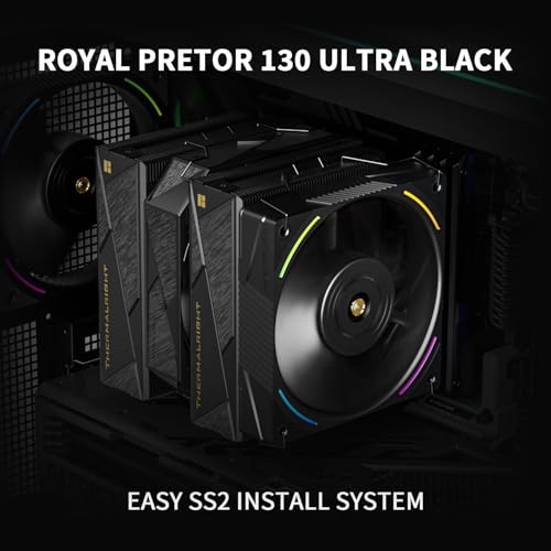 Image of Thermalright Royal Pretor 130 Ultra Black CPU Air Cooler, PC Double Towers Cooler,High Performance 7 Heat Pipes CPU Cooling, Black Brushed Top Cover,for AM4 /AM5, Intel lga1851 /1700 /1150 /1151 /2011