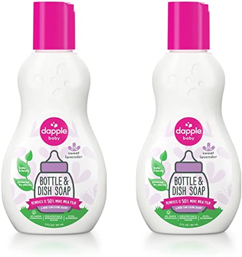Image of Dapple Baby Bottle Soap, Hypoallergenic Dish Soap for Baby Bottles, Powered by Plants, Travel Size, Lavender, 3 Fl Oz (Pack of 2)