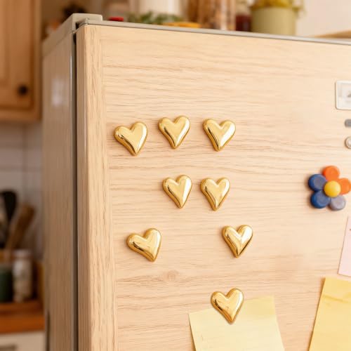 Set de 24 imanes decorativos en forma de corazón dorado miniatura 2