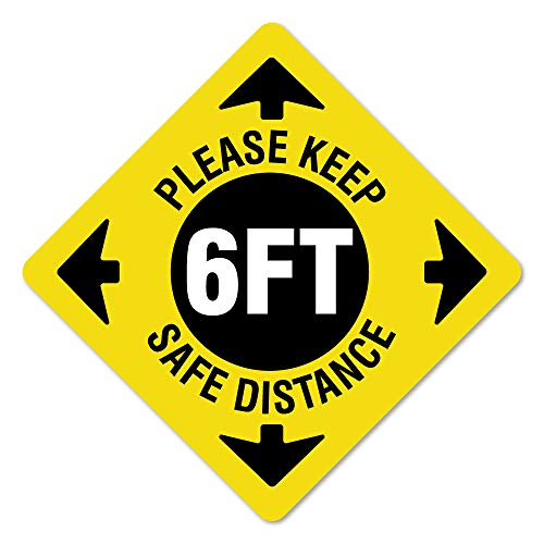 Coronavirus Please Keep Safe Distance Non-Slip Floor Graphic 6 Pack of 7" Vinyl