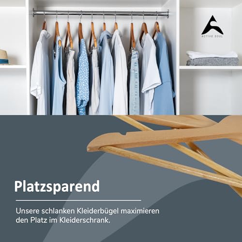 A ACTIVE SOUL Holzkleiderbügel 20er Set mit Einkerbungen & Mittelstrebe – Ansicht 6