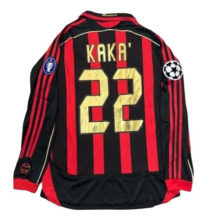 Kaka Retro Long Sleeve Jersey CAMISTE 2006-2007 Full UCL. Patch RED&Black Color