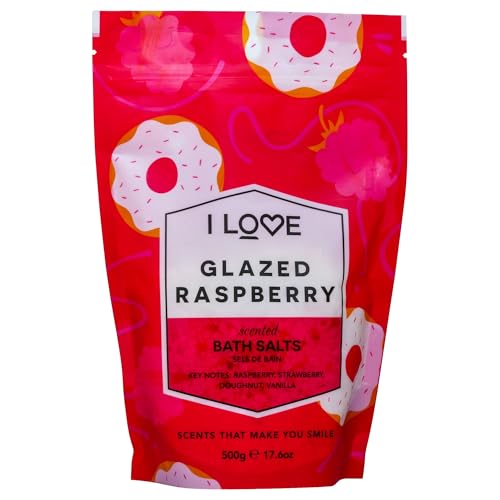 I Love Signature Glazed Raspberry Scented Bath Salts, with 99% Naturally Derived Ingredients, Lightly Fragranced Leaving Skin Feeling Silky & Smooth, Vegan-Friendly - 500g