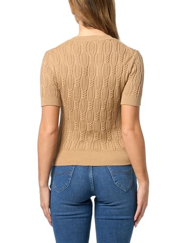 Image of Nautica Women's Short Sleeve Crew Neck Cable Solid Sweater