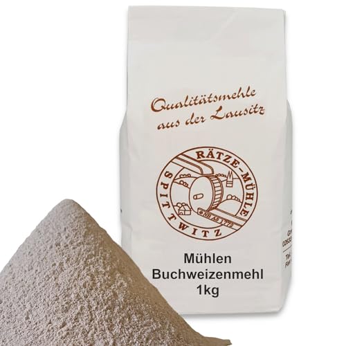 Buchweizenmehl 1kg in bester Qualität, frisch aus der Rätze-Mühle 100% regional, naturbelassen Buchweizen gemahlen 1000g