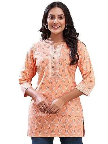 Image of feranoid Women Cotton Printed Short Kurti | Short Kurti for Women | Printed Cotton Kurti
