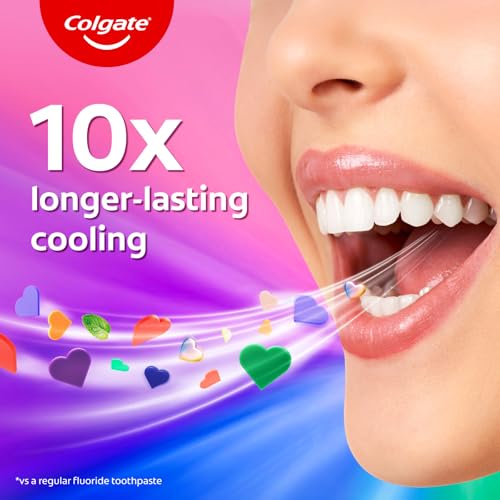 Image of Colgate MaxFresh Rainbow Fresh Gel Toothpaste, with Heart Shaped Cooling Crystals, Triple Mint Flavour, and Ultrafreeze Technology for Intense Freshness, 100g