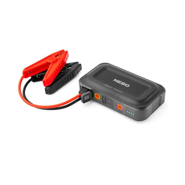 NEBO Assist 1000XP Portable Car Battery Jump Starter | 24.4Wh Power Supply Jump Box Restarts 12V Cars & ATVs, 25 Battery Boosts from 1 Charge, Integrated Emergency Floodlight, USB Ports, TSA Approved 1000A
