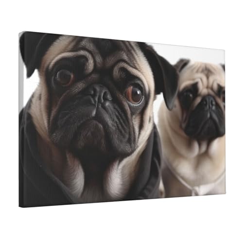 Impression sur toile de chien carlin amusant affiche murale sans cadre salon 30x45cm