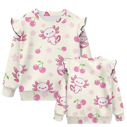 Girls Crewneck Long Sleeve Pullover Fashion Kids Ruffle Pullover Lightweight Long Sleeve Oversized Sweatshirts 1-82