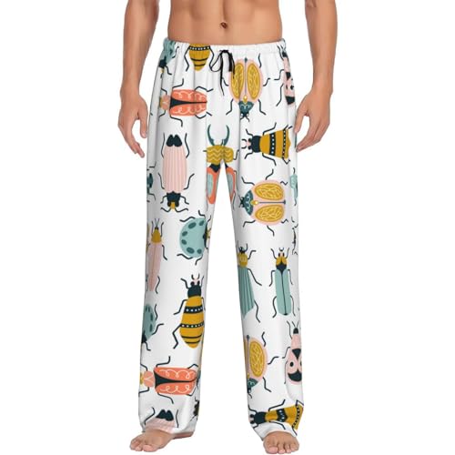 Colorful Insects Mens Pajama Pants Comfy Lounge Pjs Pants Casual Pajama Bottoms