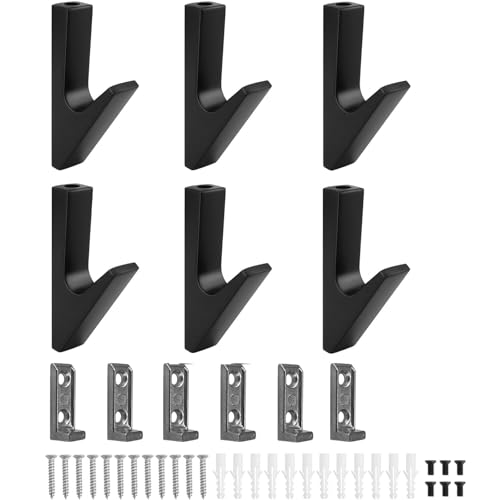 OMKMNOE 6 ganci appendiabiti da parete per viti invisibili, 15,5 mm, per pannelli acustici, ganci appendiabiti, opachi, ganci da parete per giacche, sciarpe, asciugamani e altro ancora