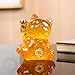 Reyife Yellow Crystal Lucky Cat Figurine Hand Carved Maneki Neko Money Cats Statue Feng Shui Decoration for Home Office Attract Good Luck Money Wealth with Gift Box