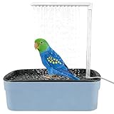 RNPKZ Bird Bath Tub, 30.5 X 20.5 X 24CM Automatic Bird Shower Bath with Multiple Faucets, USB Electric Pet Water Cycle Bath Tub, Bird Shower Bathing Tub for Cockatiel Parrot Small Medium Birds (Grey)