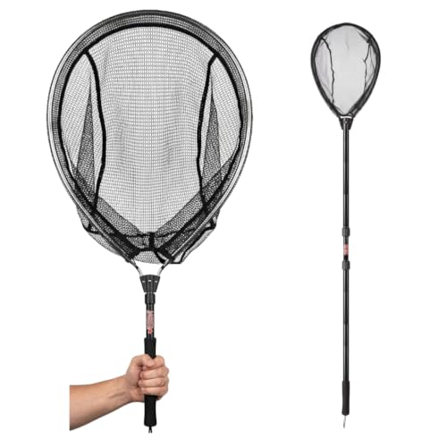 Lucky Strike filet pêche pliant fond plat, maille caoutchouc 12", 18"-30" télescopique
