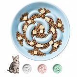 Ceramic Slow Feeder Cat Bowl, 6.3'' Wide Whisker Friendly Cat Puzzle Feeder