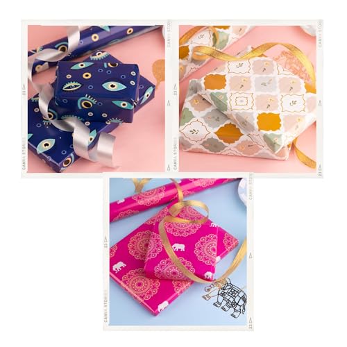 Image of Be Stories The Mixed Bag Colorful Design Wrapping /Laminated Art Paper Sheet 100 Gsm For Gift Packing For All Occasions Like Birthday, Diwali, Chirtsmas, 28 Inches X 20 Inches Of 12-Sheets,Assorted