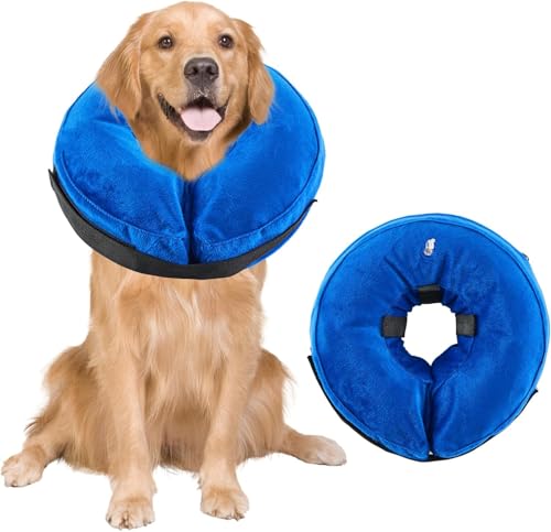 Halskrause Hund,Leckschutz Hund,Weich Einstellbar Hundekragen Leckschutz,Blockiert Nicht die Sicht,für Genesung nach Operationen oder Wunden für Hunde,Anti-Bite/Lick(Blau M)