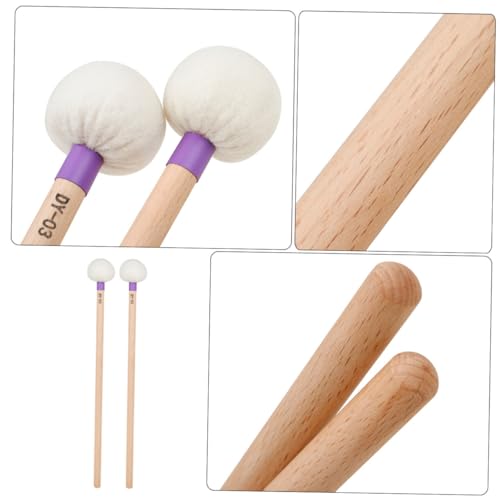 Yardwe 2 piezas de baquetas de fieltro con mango de madera, cabeza morada, accesorio para percusión para práctica y actuación miniatura 7