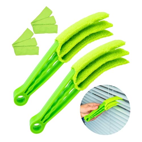 Reinigungsbürste für Jalousien Rollos und Lamellen 2 Sets in Grün kompakte Haushaltsbürste Reinigungspinsel Möbel Staubwischer Aufsatz Staub Bürste Heizkörper Cleaning Brush Heizkörperbürste