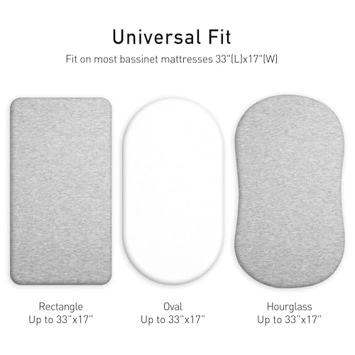 Image of Gllquen Baby Organic Cotton Bassinet Sheets (33 inchx17 inch) 2-Pack Grey | 100% Cotton Bassinet Mattress Sheets, Compatible with Halo, Graco, Baby Delight. Soft, universal fitted for girls boys unisex