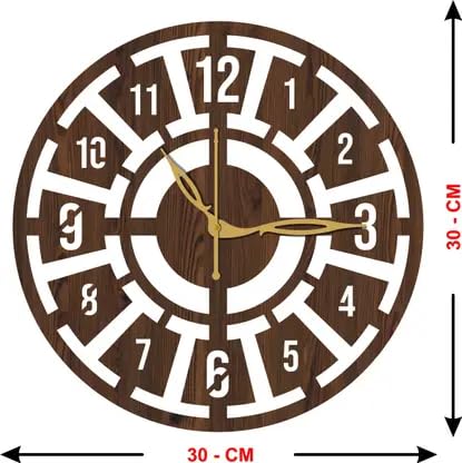 SKYVILLA Analog 30 cm x 30 cm Wall Clock Brown Without Glass | Standard Square Silent Wall Clock for Home Office Living Room Bedroom Kitchen | Decorative Easy Read Wall Watch 2