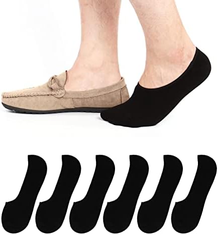 ADFOLF 6 Pack No Show Socks Mens Casual Low Cut Thin Loafers Non Slip Boat Liners (9-13, Black)
