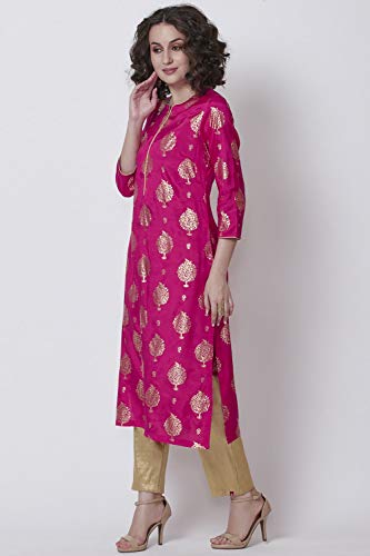 Image of BIBA Women Viscose Straight Fit Straight Printed Kurta