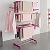 IDMarket - Séchoir à Linge Vertical Pliable 3 Niveaux Maxima capacité 20M INOX et Rose