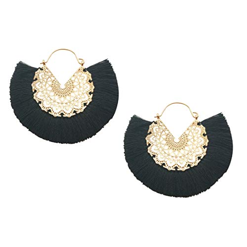 Tassel Hoop Earring, Statement Thread Dangle Earrings Stylish Long Fringe Drop Earrings Lightweight Long Swingy French Hook Earrings for Women Girls