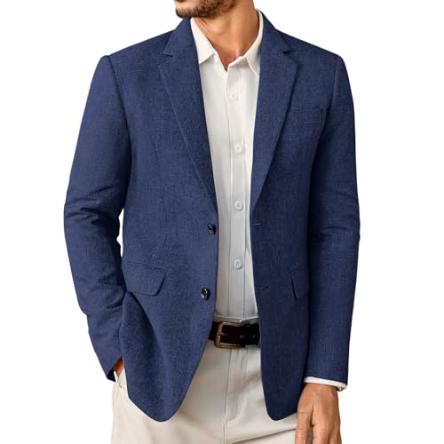 Elainone Sakko Herren Sportlich Modern Blazer Jackett zu Jeans Regular Fit Leicht Sakkos für Herren Marineblau M