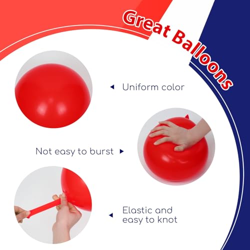 Image of 60pcs Red White and Blue Balloons 12inch, Navy Blue Confetti 4th of July Balloons for Fourth of July Graduation Birthday Party Decorations