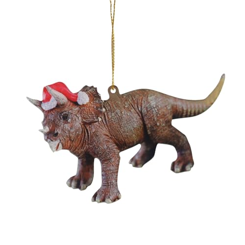 Adornos para árbol de Navidad, dinosaurios en gorro de Navidad, decoración, colgantes colgantes, adornos de diseño toscano figuras de dinosaurio, adorno de árbol de Navidad, radares el T Rex con