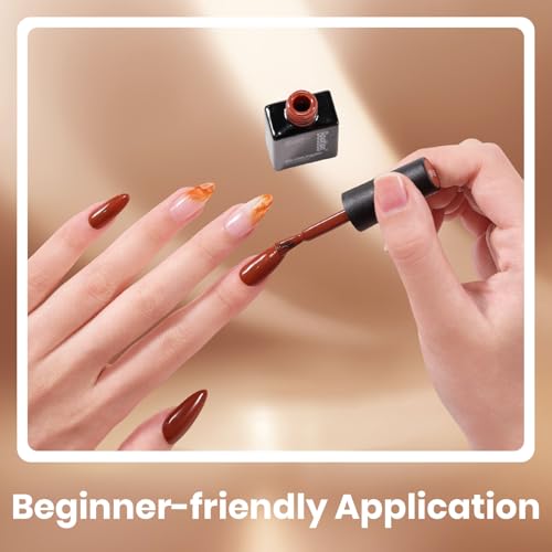 Image of Beetles Brown Gel Polish Set - Toasty Aroma Collection, 6 Colors Nude Brown Trendy Colors Uv LED Lamp Salon DIY at Home Nails Gifts for Women