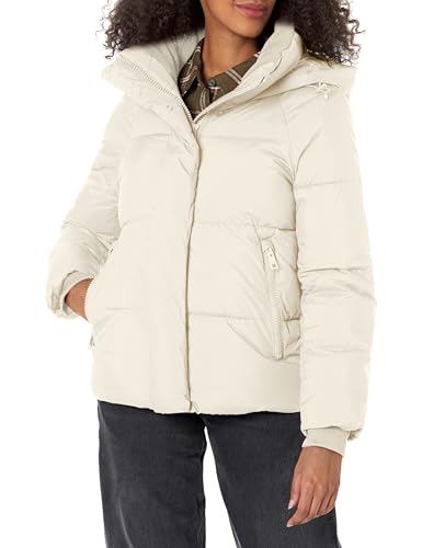 Amazon.com: Levi's Women's Selma Hooded Puffer Jacket, Almond Milk