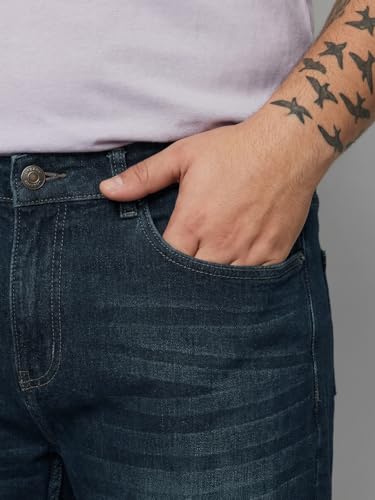 Image of Urbano Plus Men's Relaxed Fit Washed Denim Jeans Non-Stretchable